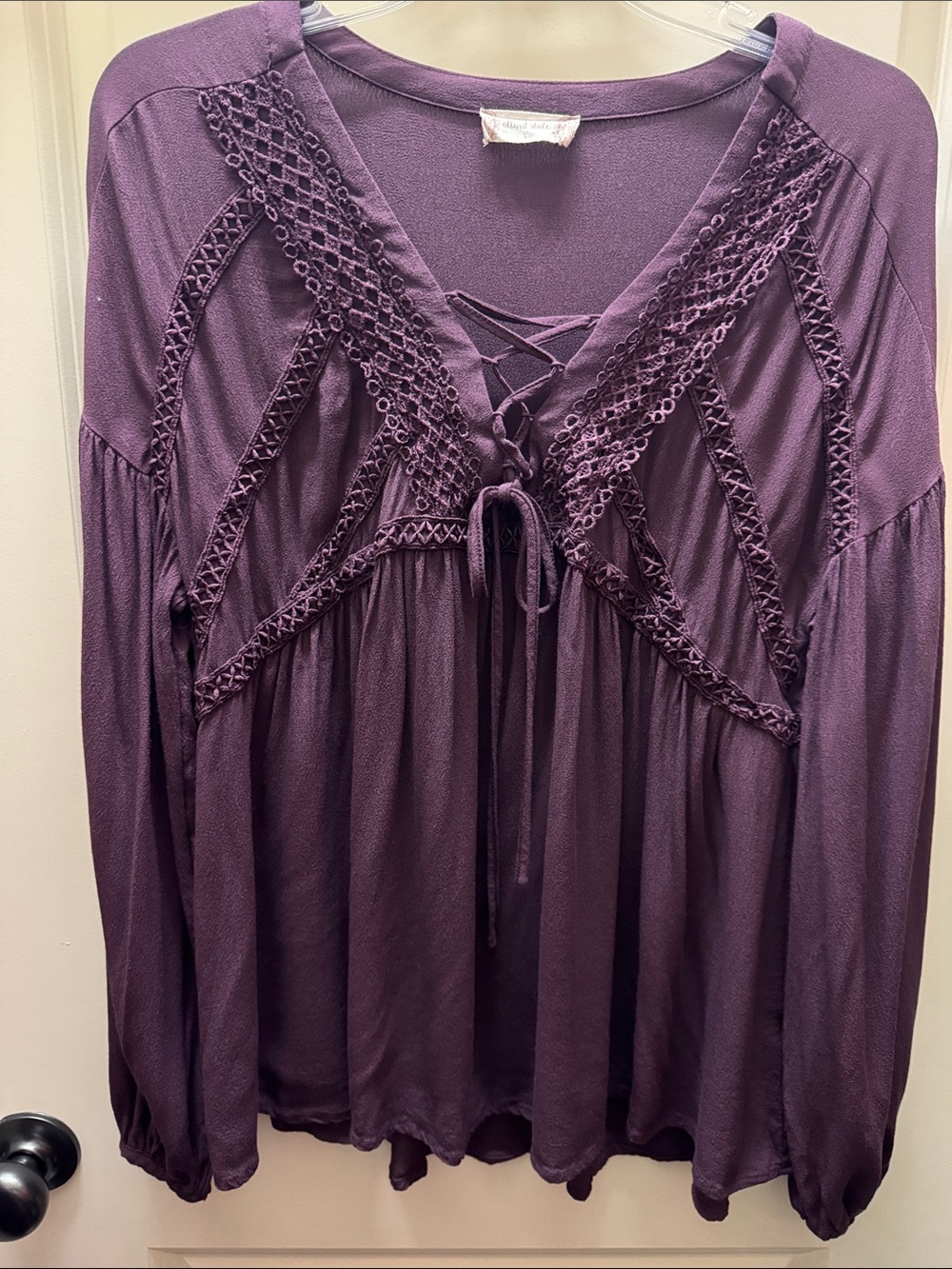 Altar'd State Plum Lace-Up Boho Tunic
